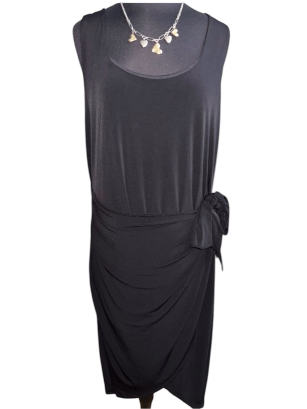 Express Black Sleeveless Midi Dress w/Side Knot Detail, P:20.5-25”, L:47” RT $78